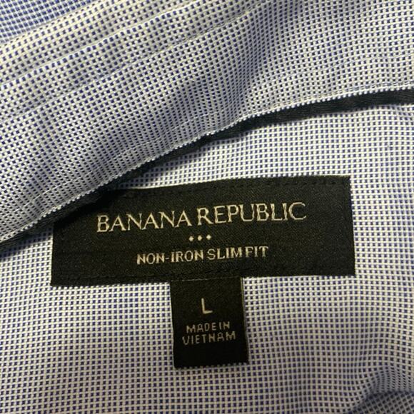 Banana Republic Men's Blue Non-Iron Slim Fit Long Sleeve Button Down Shirt Top L - Picture 3 of 4
